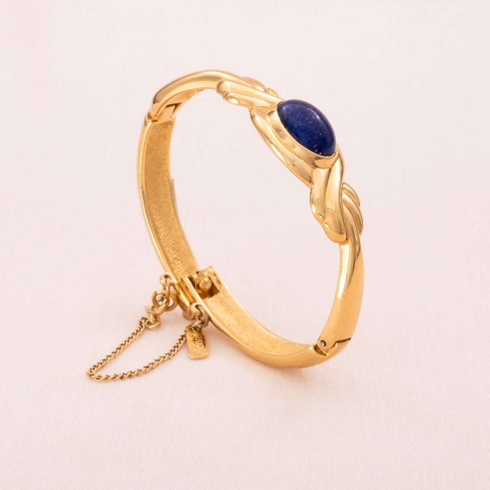 Monet-Armband-vergoldet-dunkelblauer-Cabochon