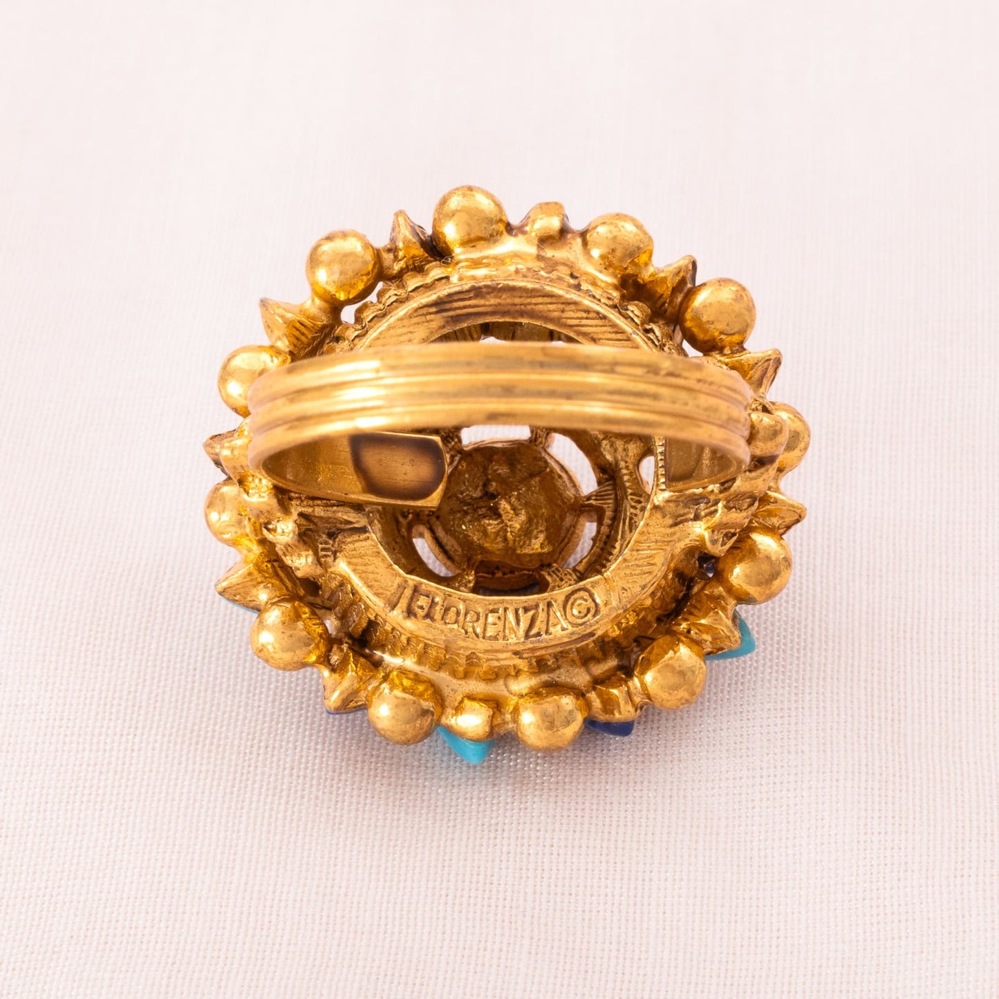 Florenza-verstellbarer-Ring-Antik-Revival-vergoldete-Rückseite-Signatur