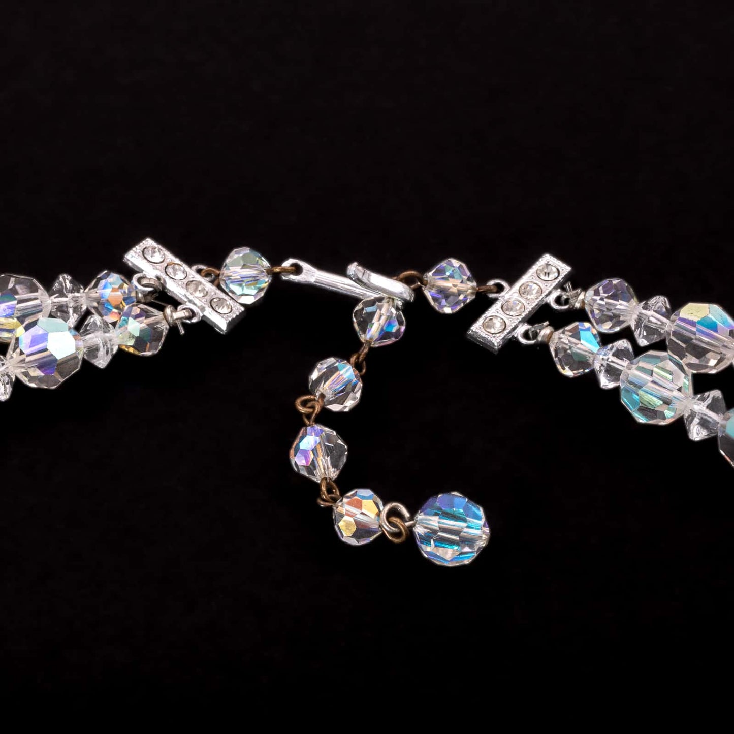 Vintage-Kristallkette-zweireihig-Hakenverschluss