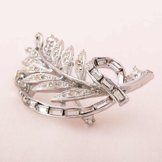 LISNER Strass Brosche mit Baguette Steinen