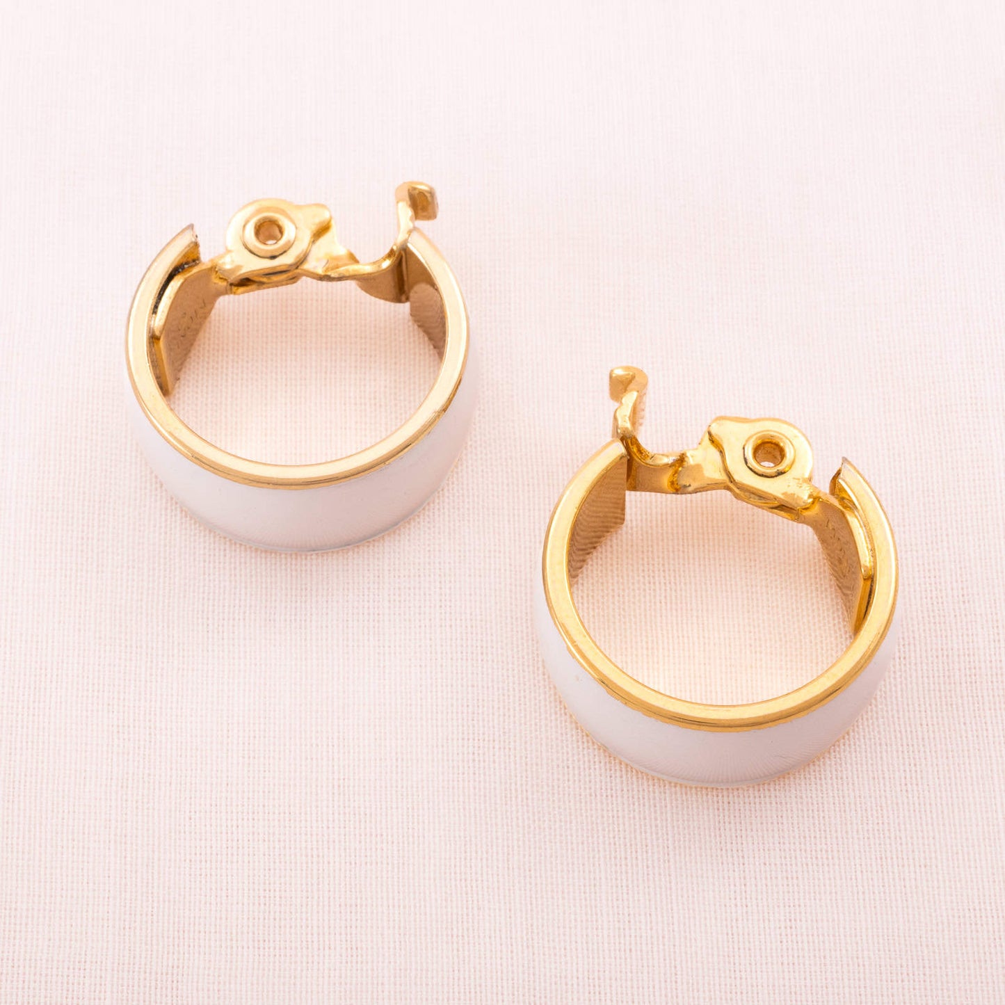 MONET small white clip hoop earrings