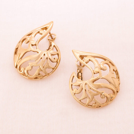 Pierre-Lang-vergoldete-Ohrringe-durchbrochenes-Muster-1990er