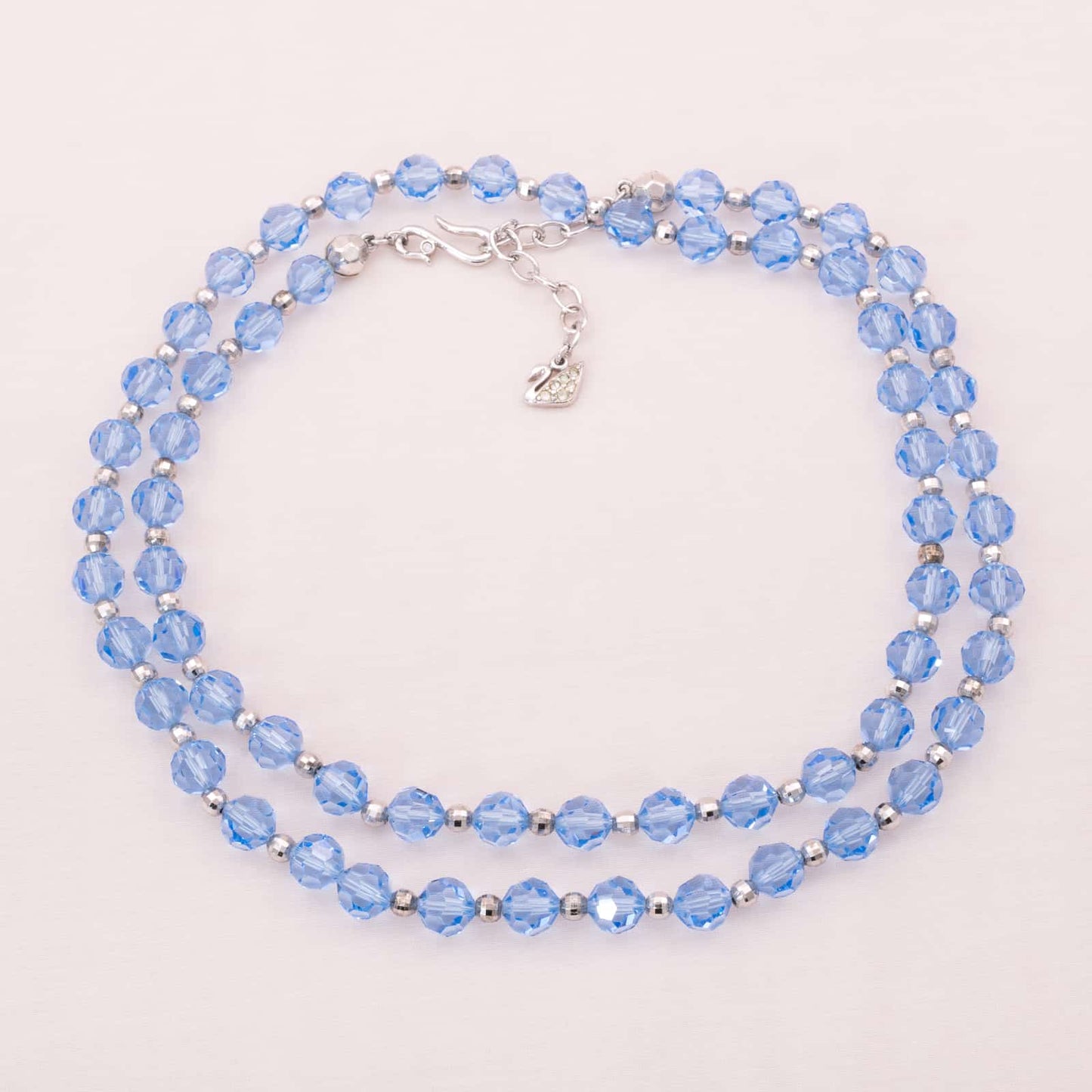 Swarovski-blaue-Kristallperlen-Halskette