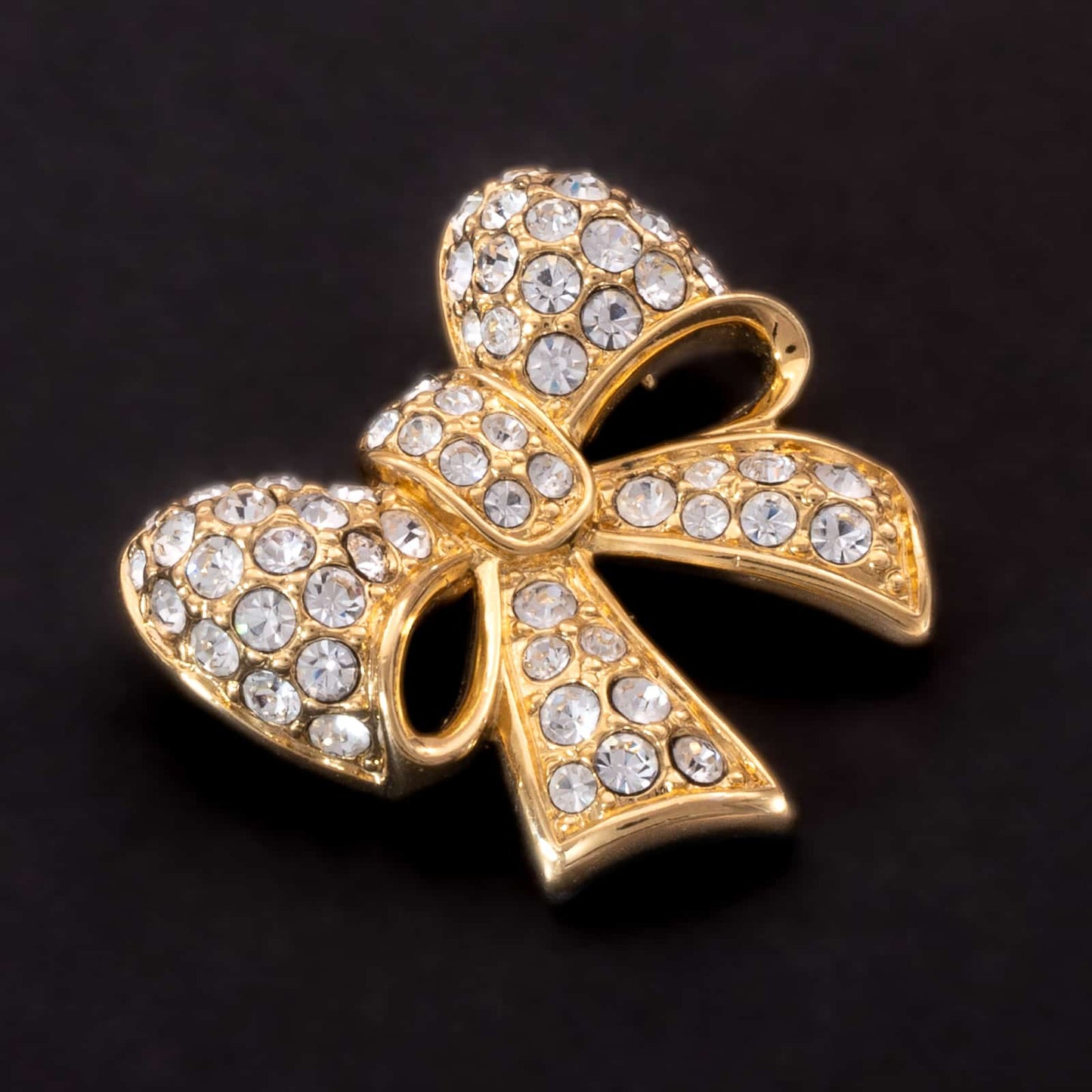Swarovski-vergoldete-Kristall-Schleifen-Brosche