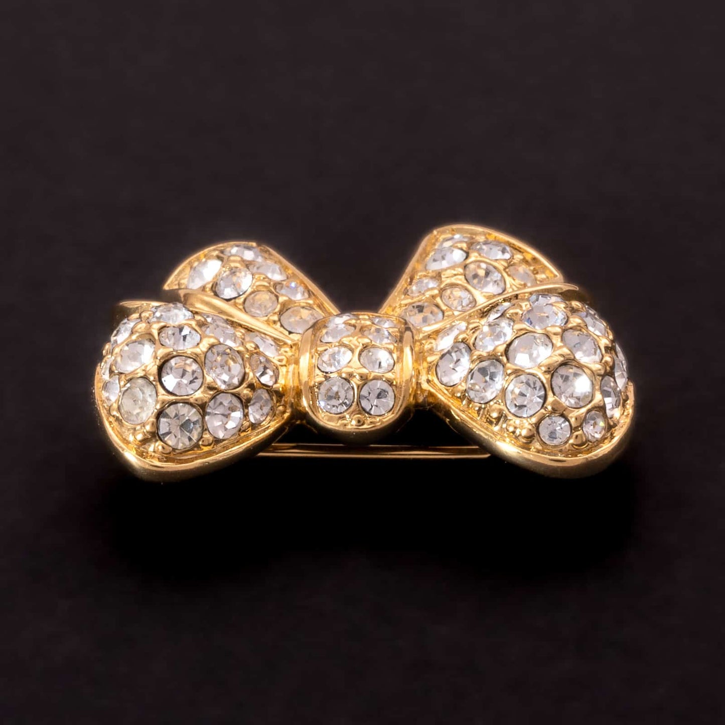 Swarovski-vergoldete-Kristall-Schleifen-Brosche-Seitenansicht