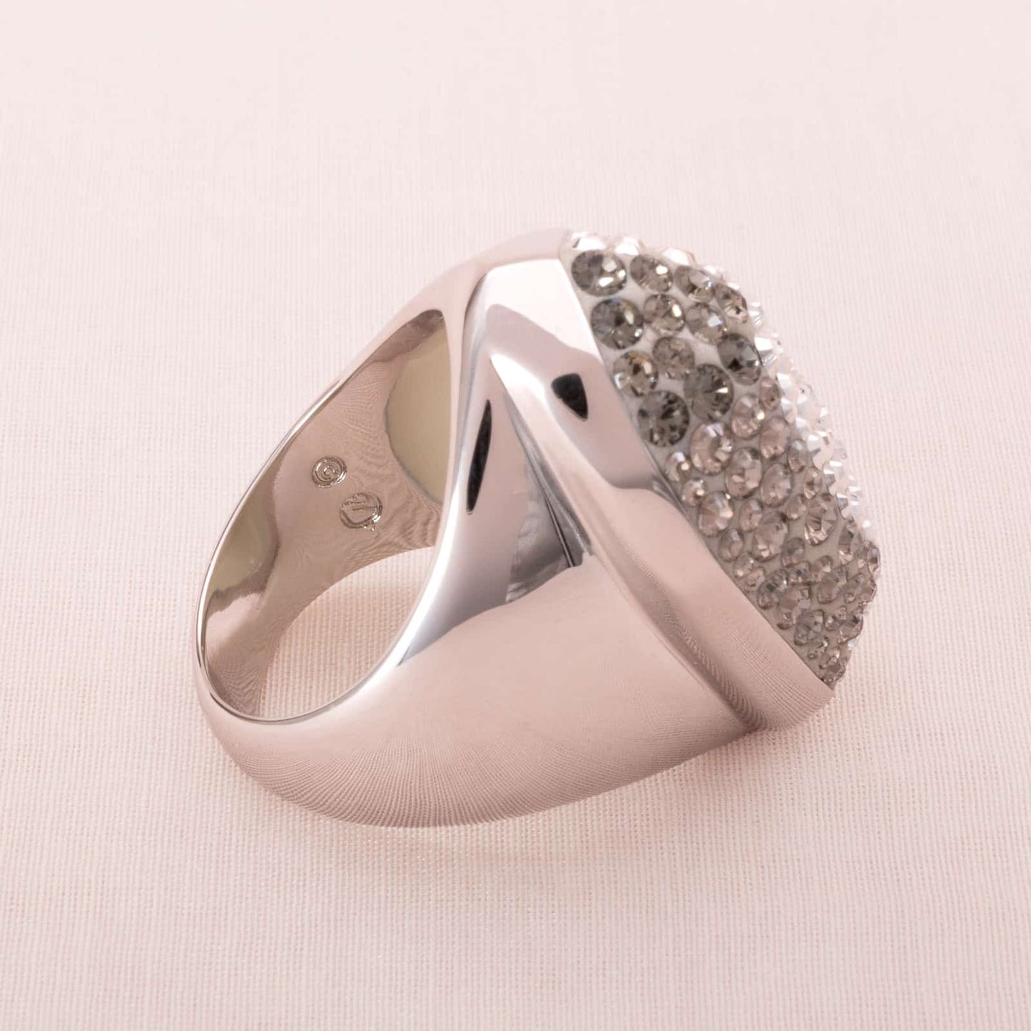 Swarovski-droßer-Designer-Ring-graue-Kristalle-Signatur