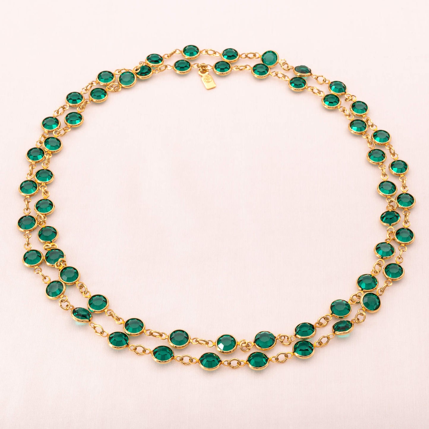 Swarovski-Halskette-grüne-Kristalle-in-vergoldeter-Fassung