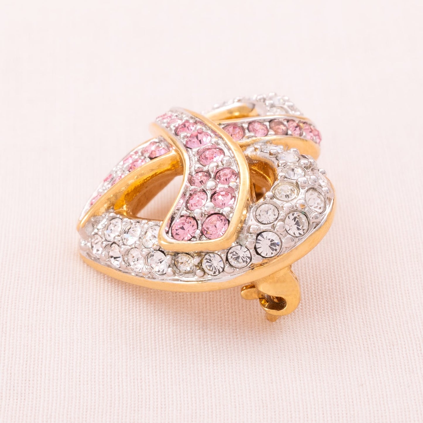 Swarovski-Kristall-Herz-Brosche-mit-rosa-Band