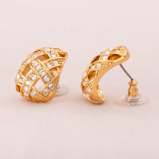Swarovski-Ohrringe-Flechtmuster-vergoldet-Kristall-besetzt