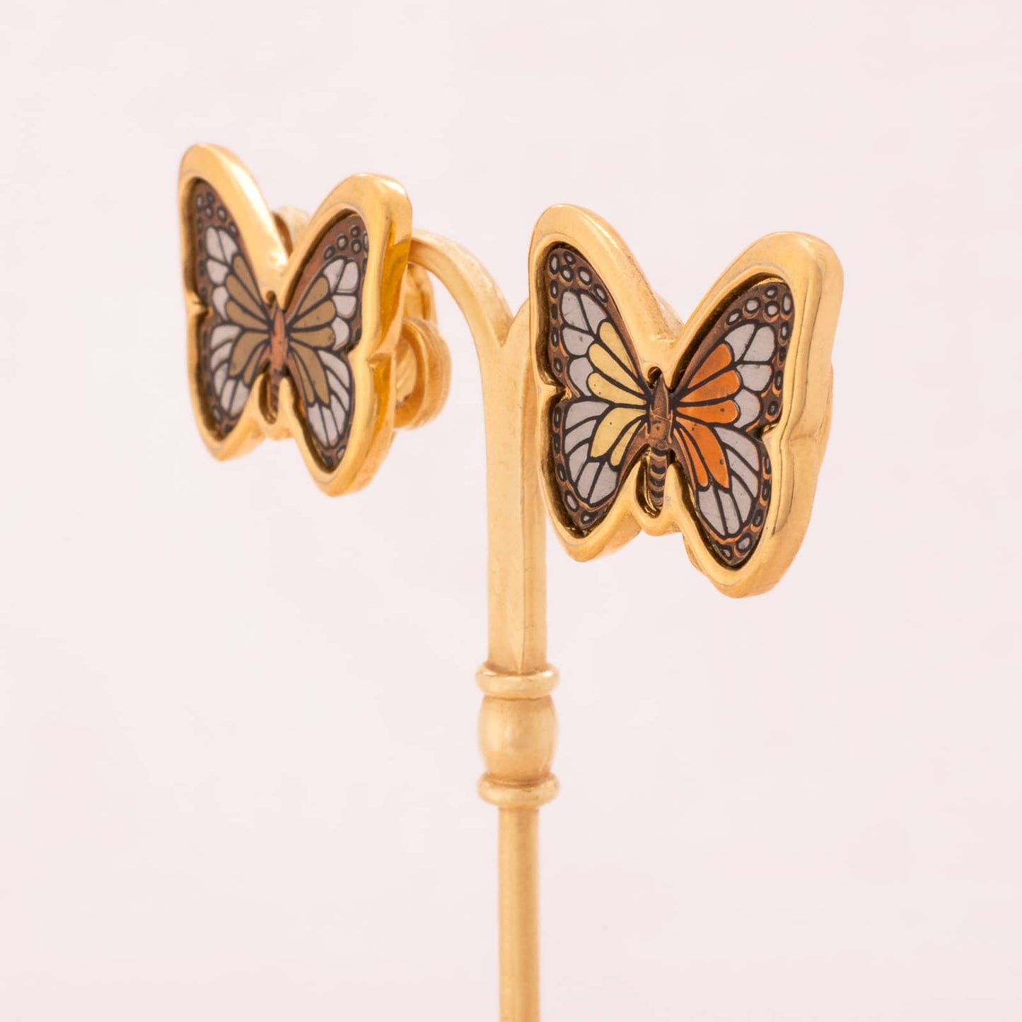 Trifari-vergoldete-Schmetterling-Ohrclips