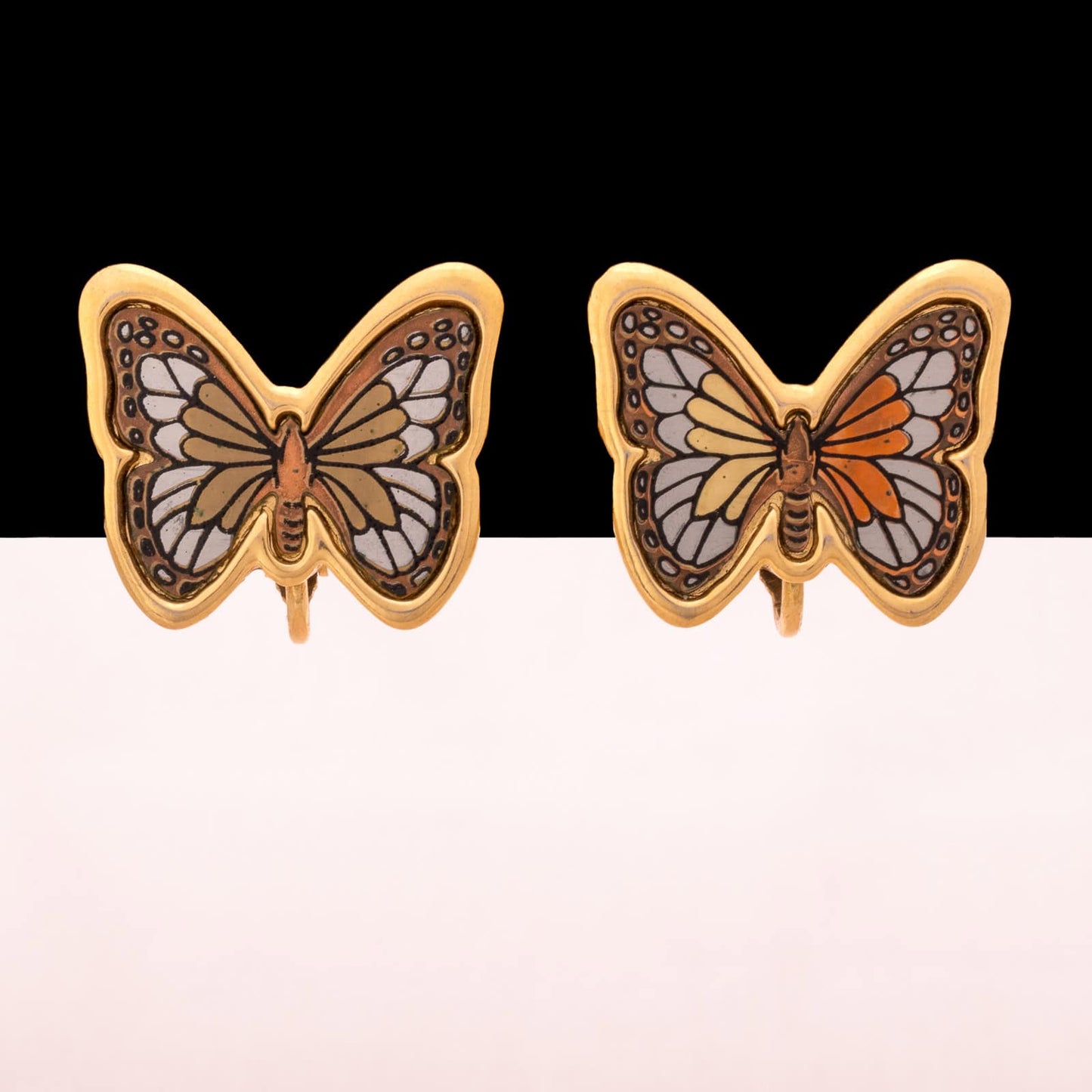 Trifari-vergoldete-Schmetterling-Ohrclips