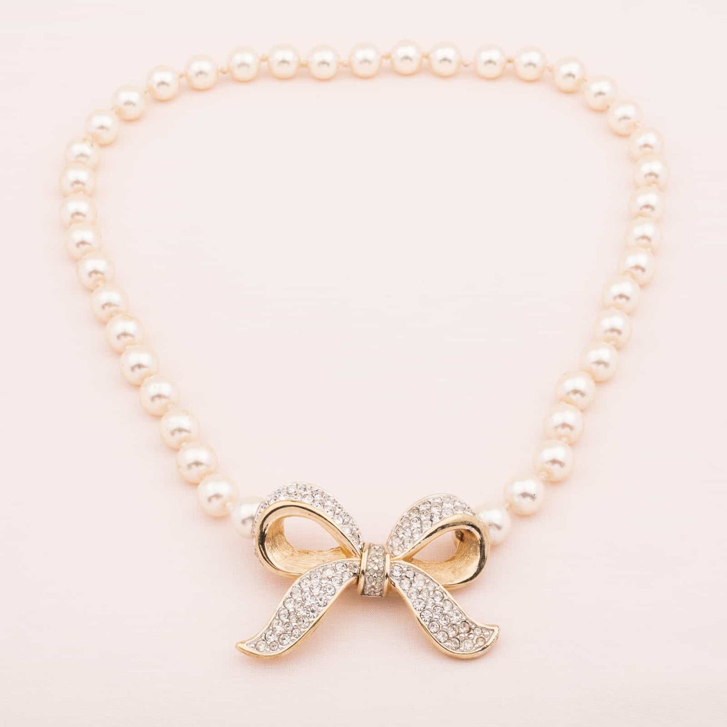 Daniel-Swarovski-Perlenkette-Kristall-Schleife-80s