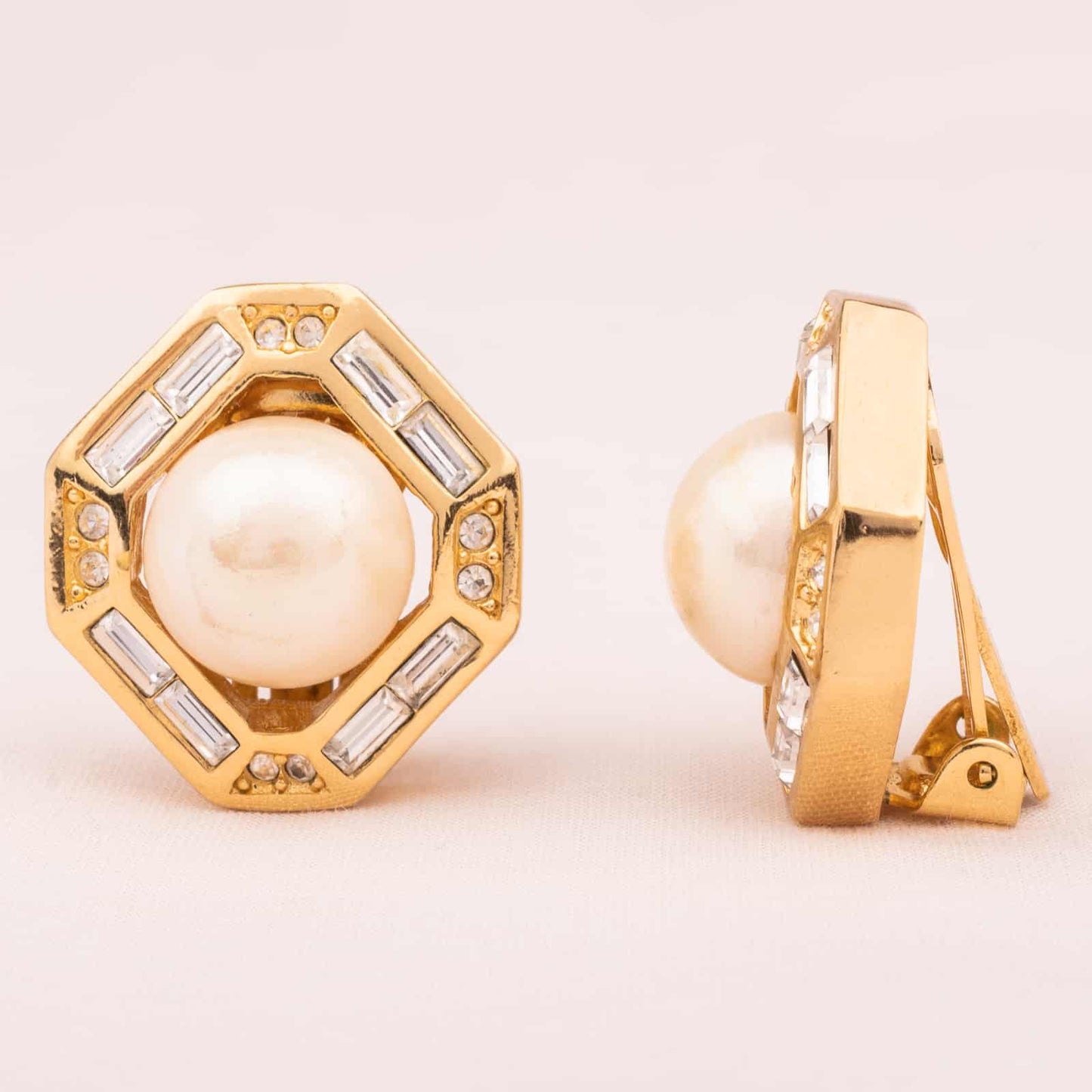 Dior-Ohrclips-Perle-Kristallsteine-Vergoldet