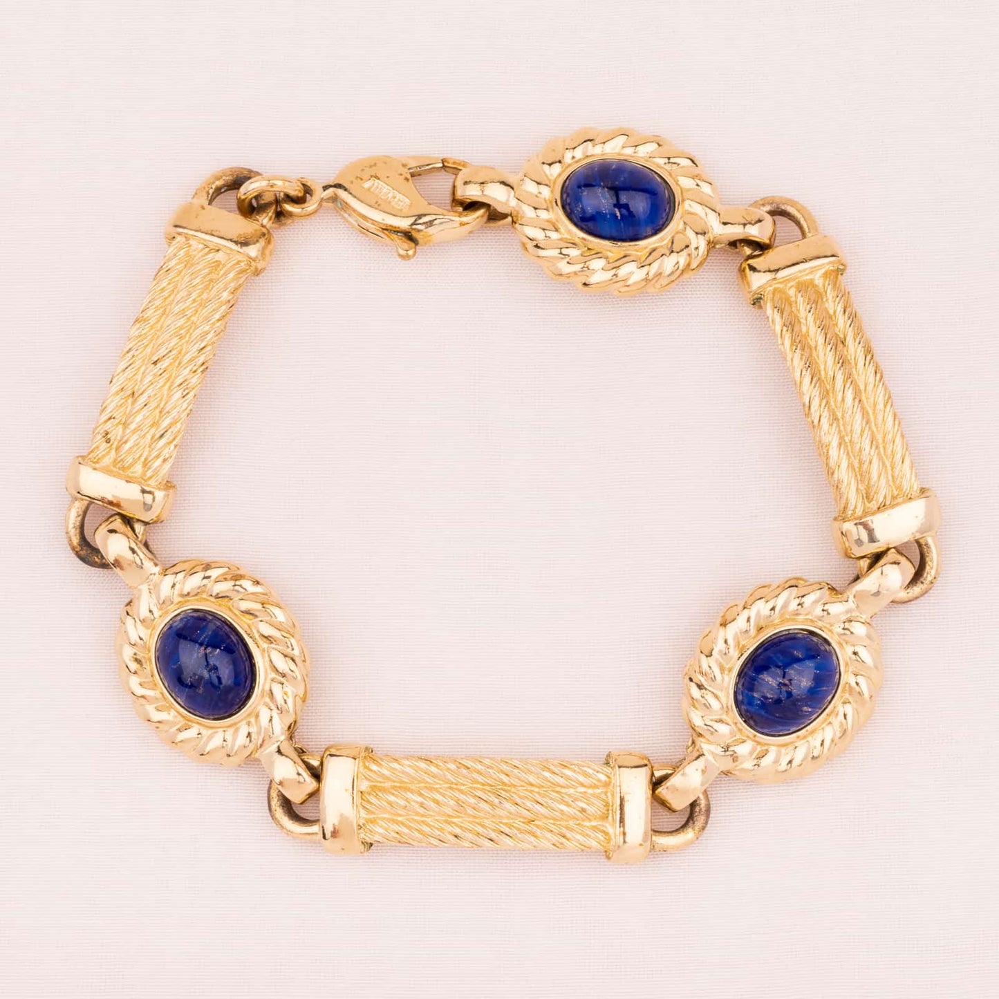 Dior-Armband-Lapislazuli-Cabochons-vergoldet-80s