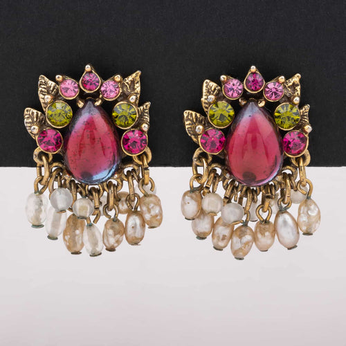 FLORENZA earrings with pink Cabochons