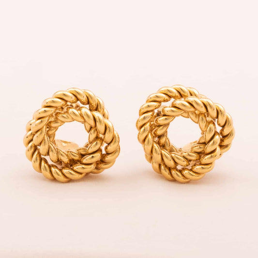Givenchy-vergoldete-Vintage-Ohrclips-im-Knoten-Design