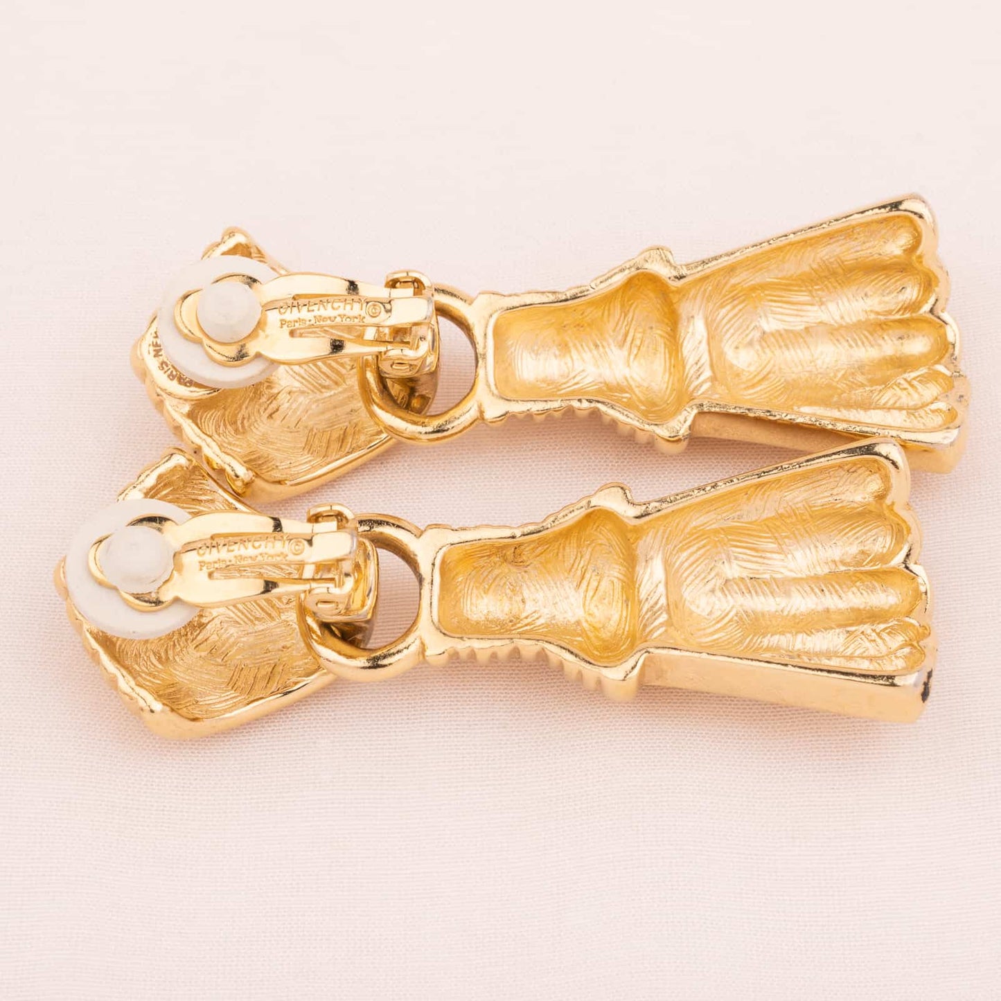 Givenchy-vergoldete-Vintage-Ohrringe-mit-abnehmbarem-Hänger-Rückseiten