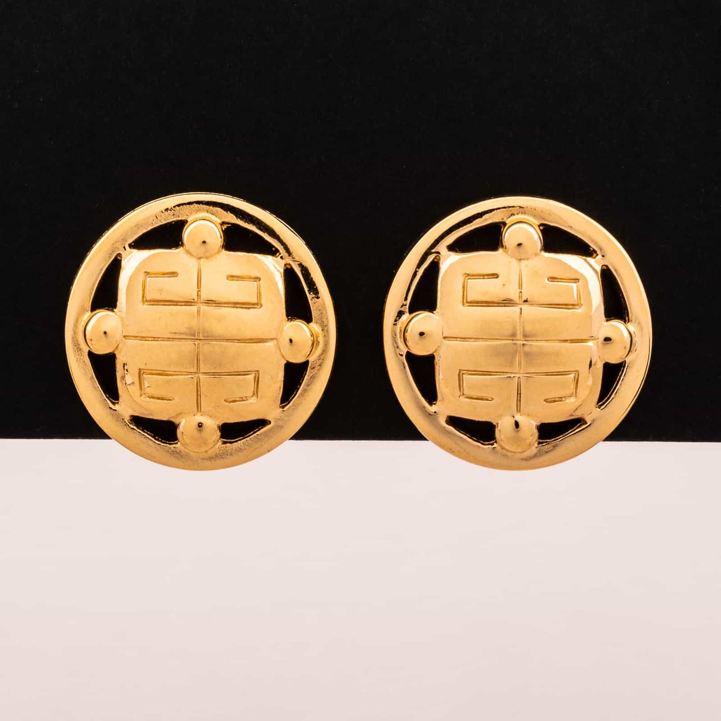Givenchy-Vintage-Ohrringe-runde-Form-mit-Logo