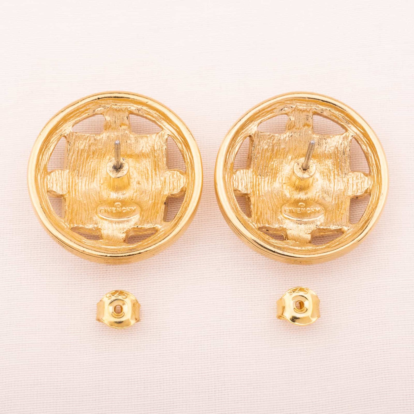 Givenchy-Vintage-Ohrringe-runde-Form-mit-Logo-Rückseiten