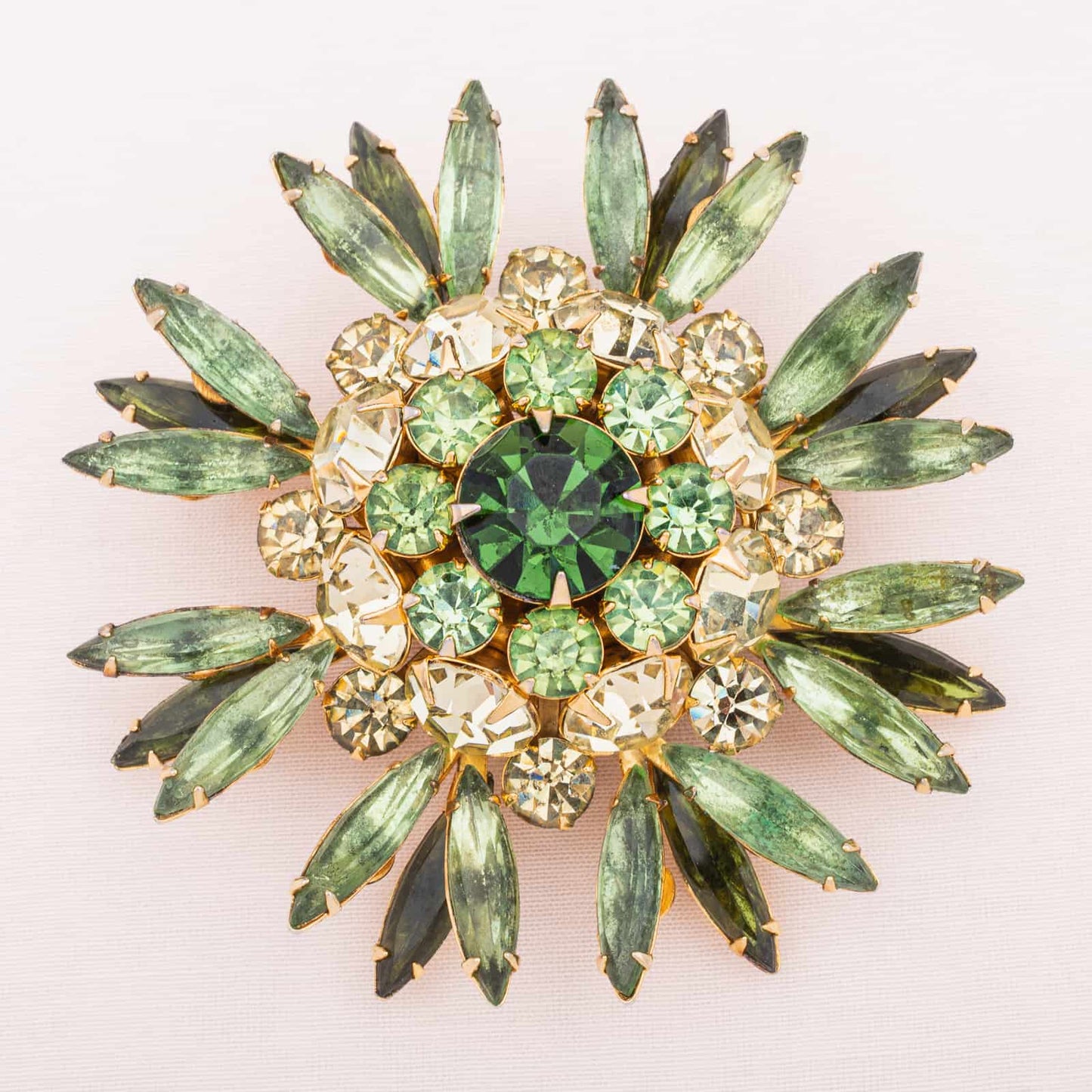 Judy-Lee-grüne-Strass-Brosche