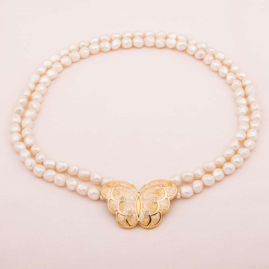 Kenneth-Jay-Lane-for-Avon-Perlenkette-Schmetterling-emailliert