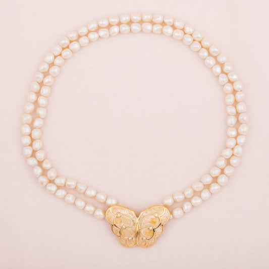 Kenneth-Jay-Lane-for-Avon-Perlenkette-Schmetterling-emailliert