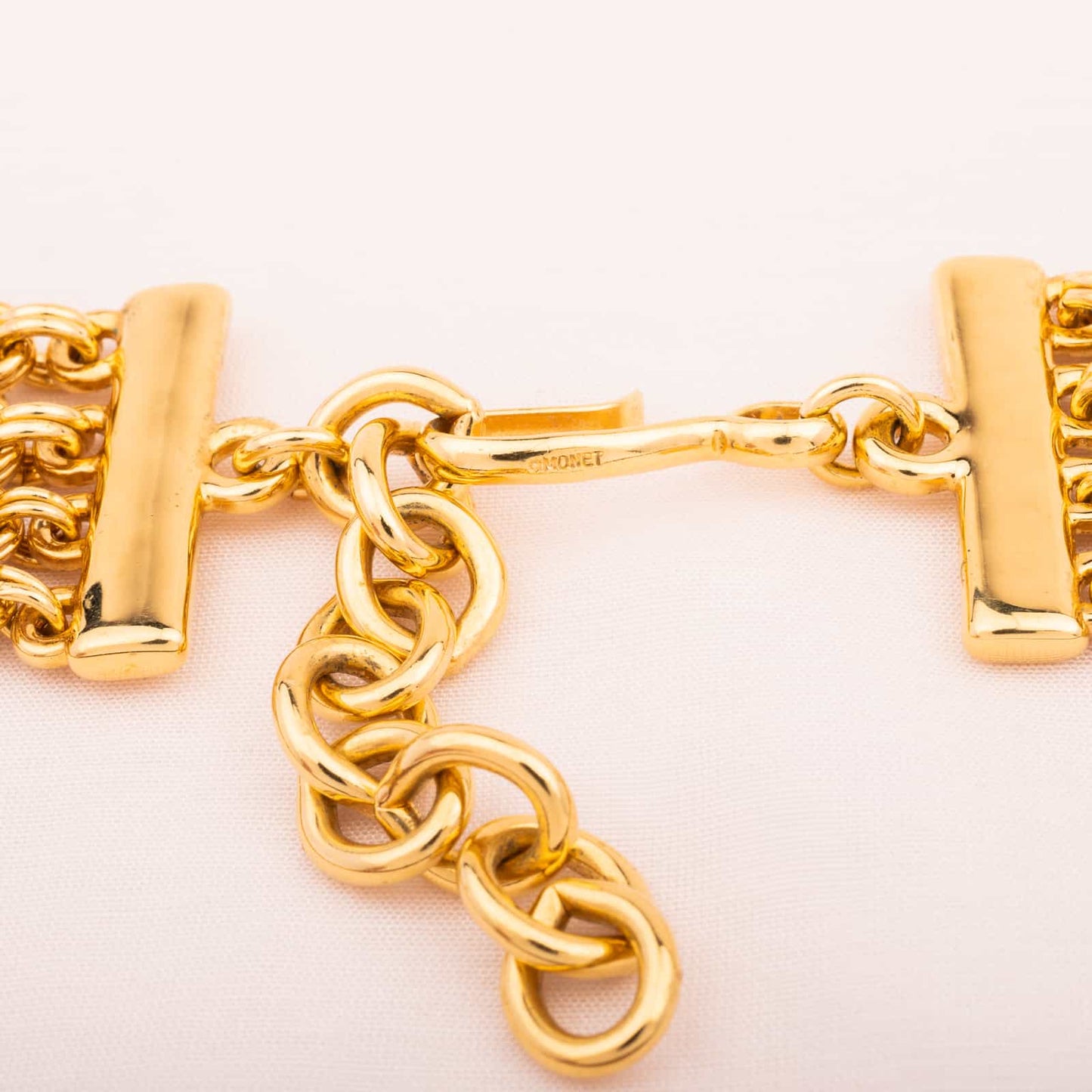 Monet-breites-Ketten-Collier-vergoldet-90s-Haken-Verschluss