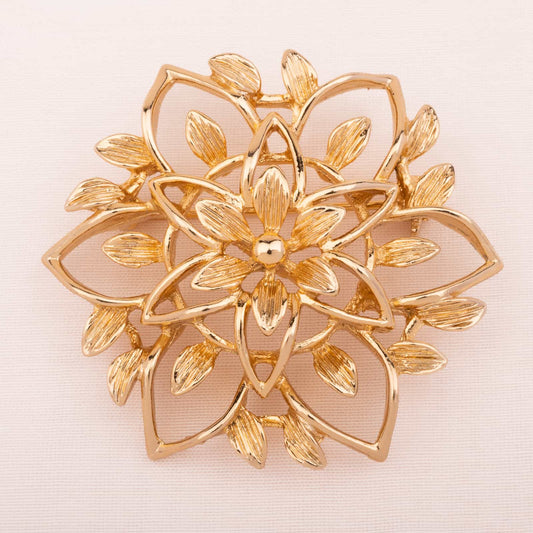Sarah-Coventry-vergoldete-Blumen-Brosche