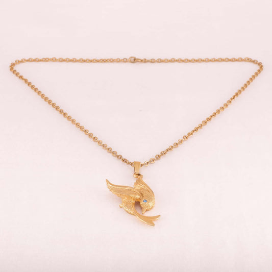 Sarah-Coventry-vergoldete-Kette-Vogel-Anhänger