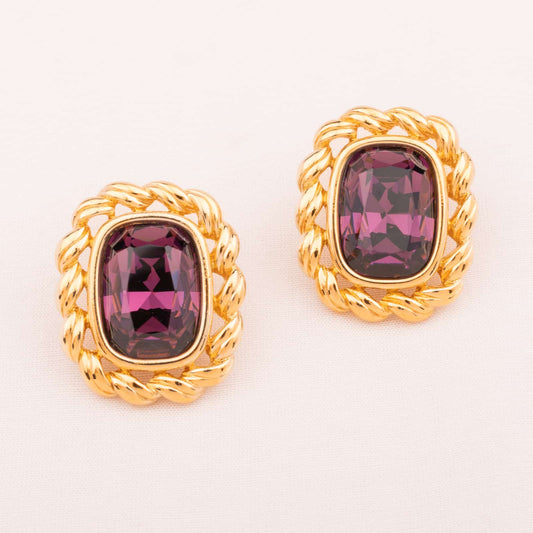 Swarovski-80s-Vintage-Ohrringe-mit-lila-Kristall