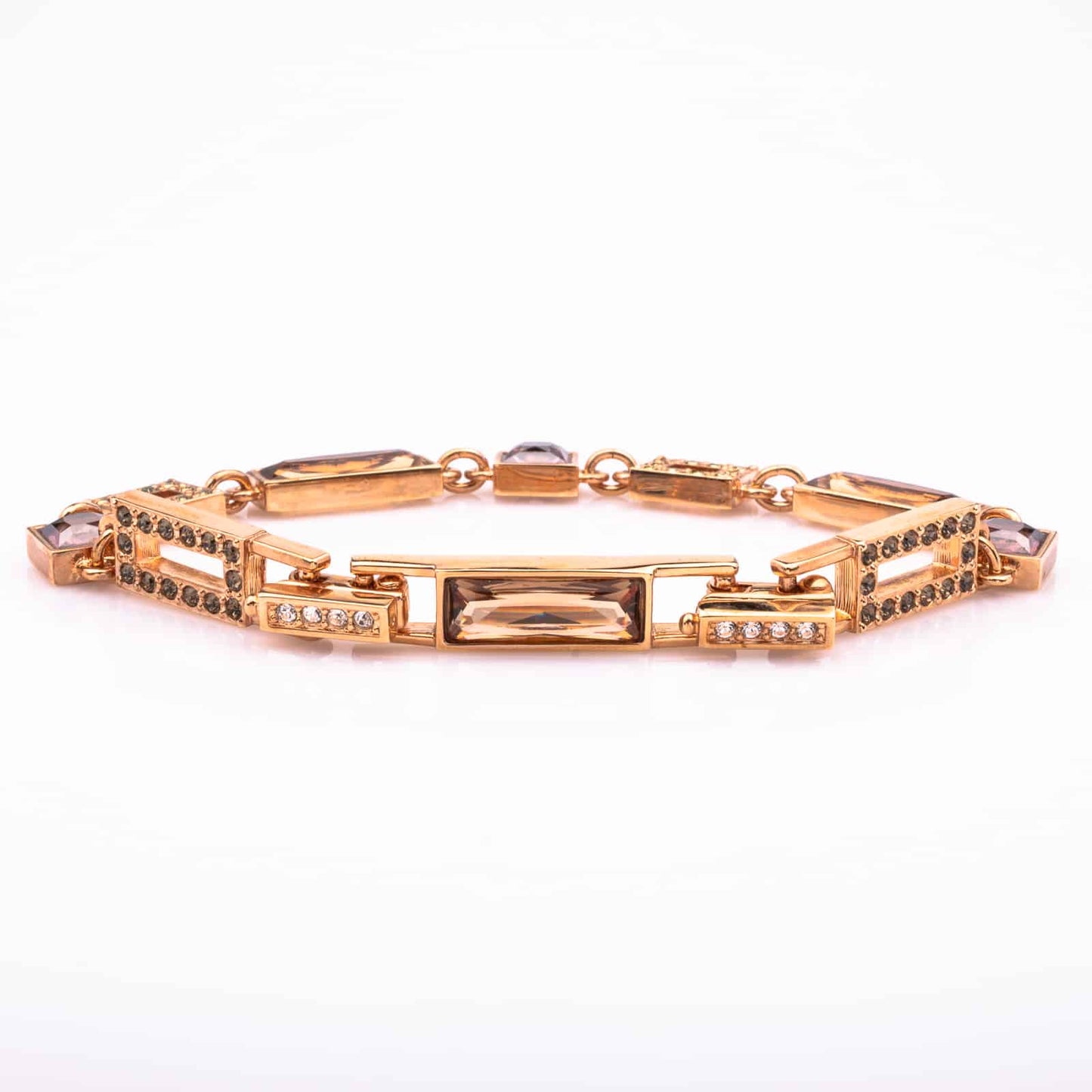 Swarovski-Armband-eckige-Kristalle-Lila-Braun-Verschluss