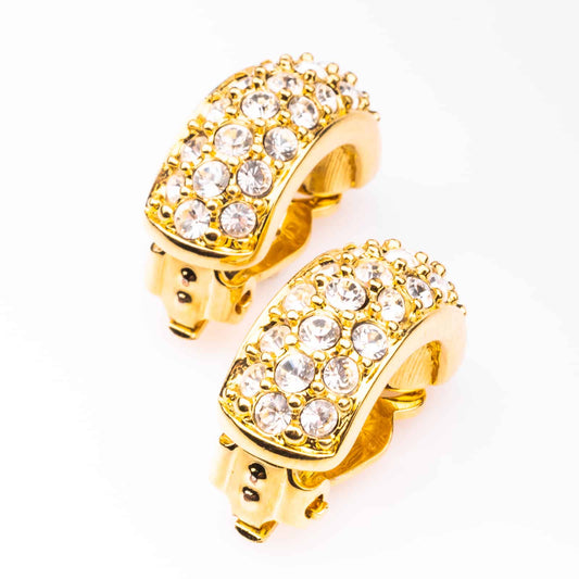 Swarovski-vergoldete-Kristall-Kreolen-Ohrclips