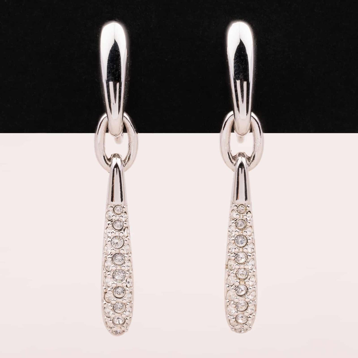 Swarovski-schlanke-silberfarbene-Hänger-Ohrclips