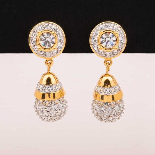 Swarovski-Vintage-Ohrclips-mit-Kristall-Tropfen-Hänger
