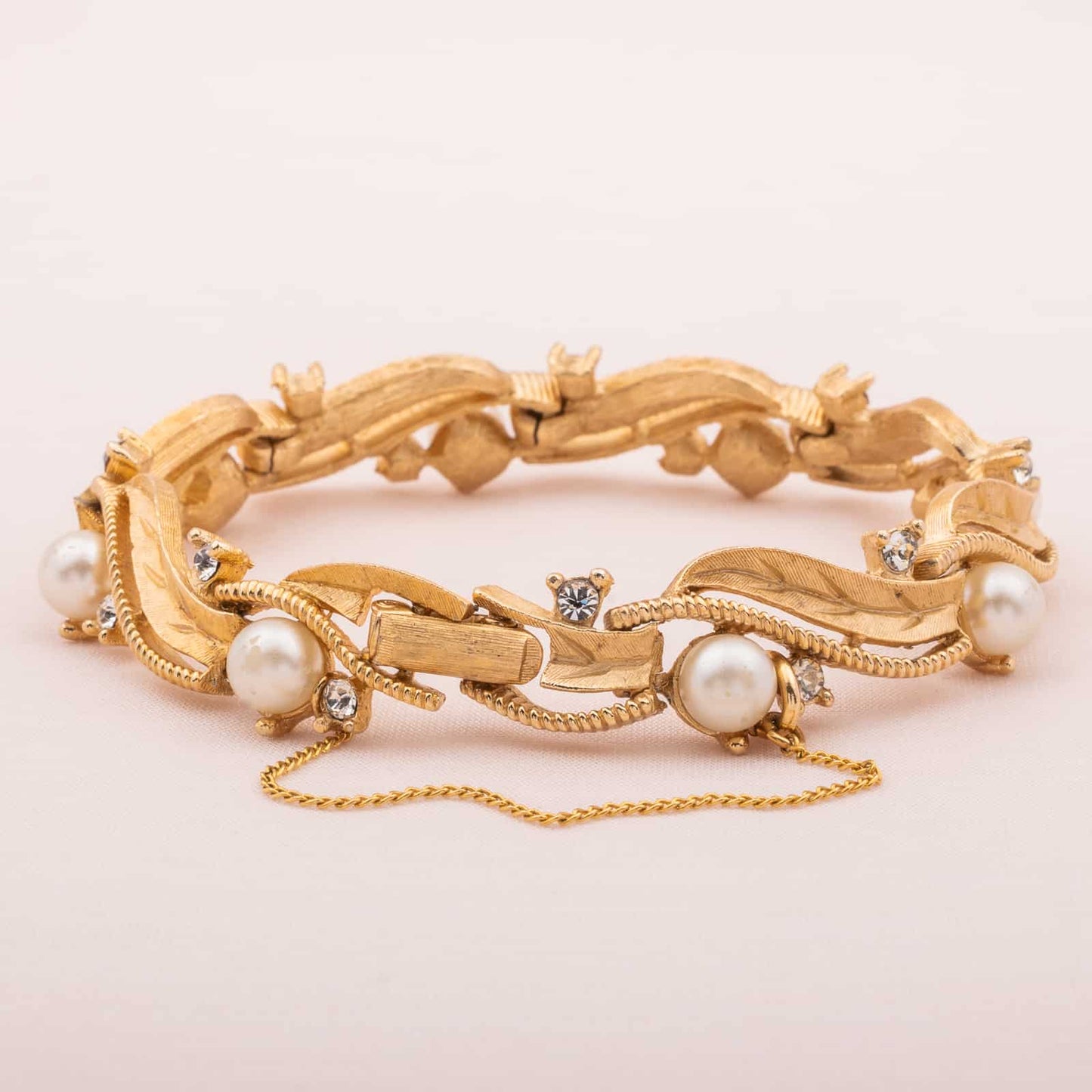 Trifari-Armband-goldfarben-Perlen-Strass