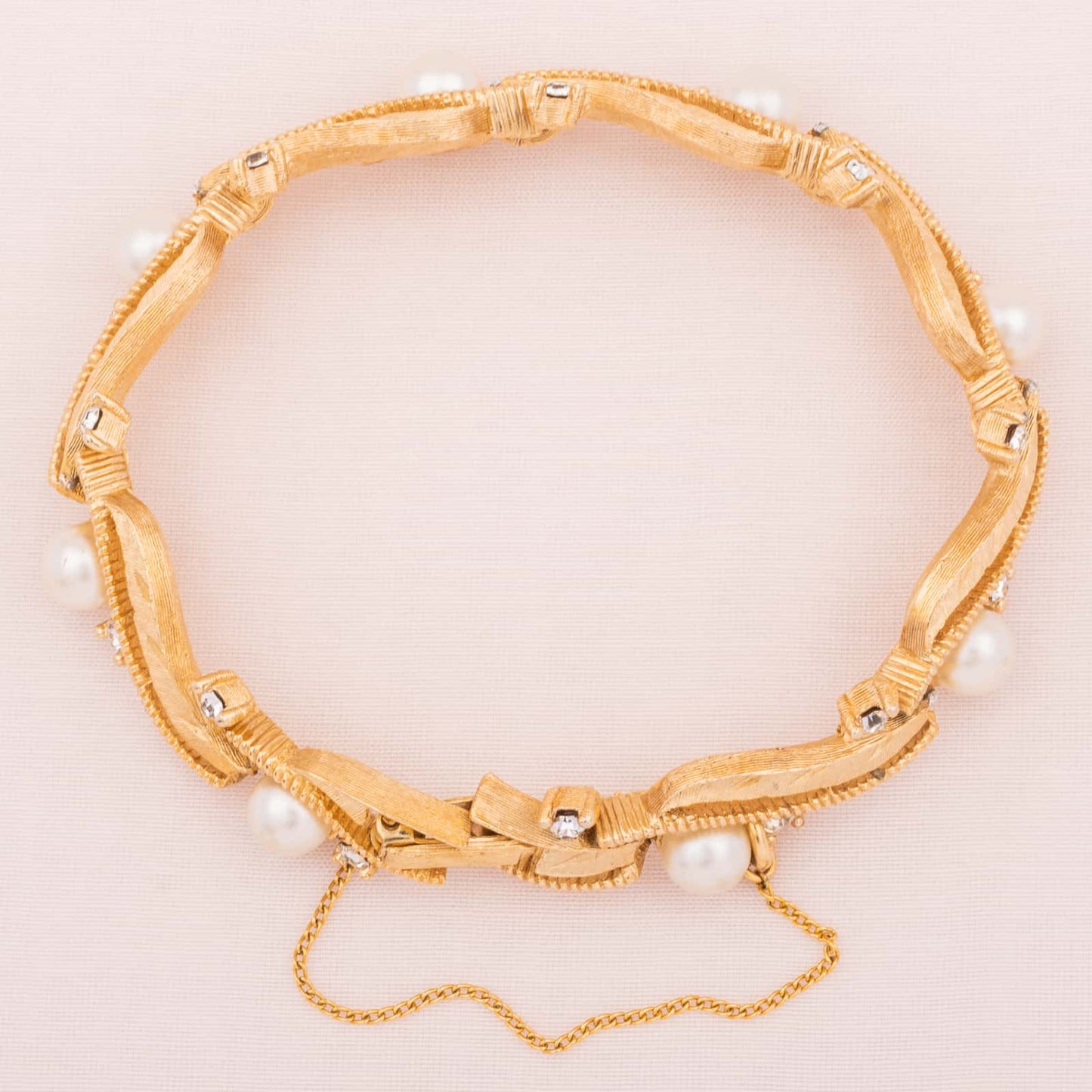 Trifari-Armband-goldfarben-Perlen-Strass