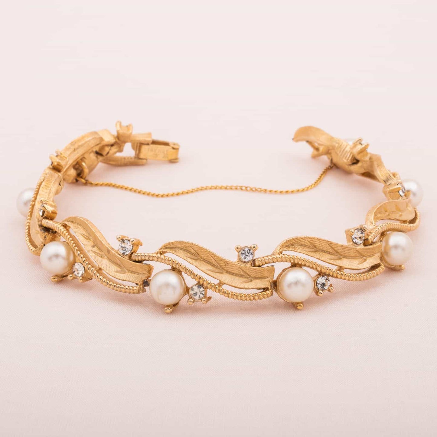 Trifari-Armband-goldfarben-Perlen-Strass