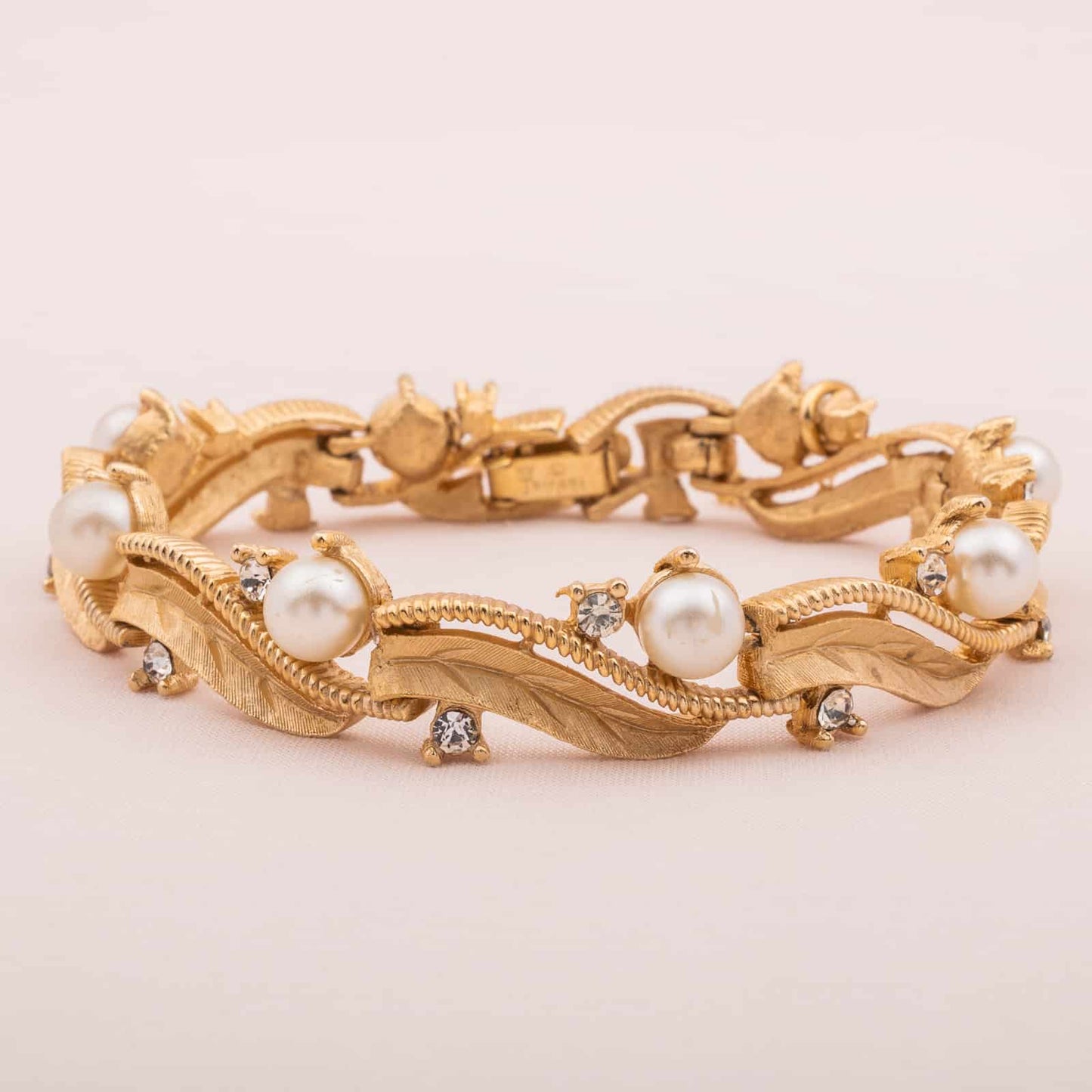 Trifari-Armband-goldfarben-Perlen-Strass