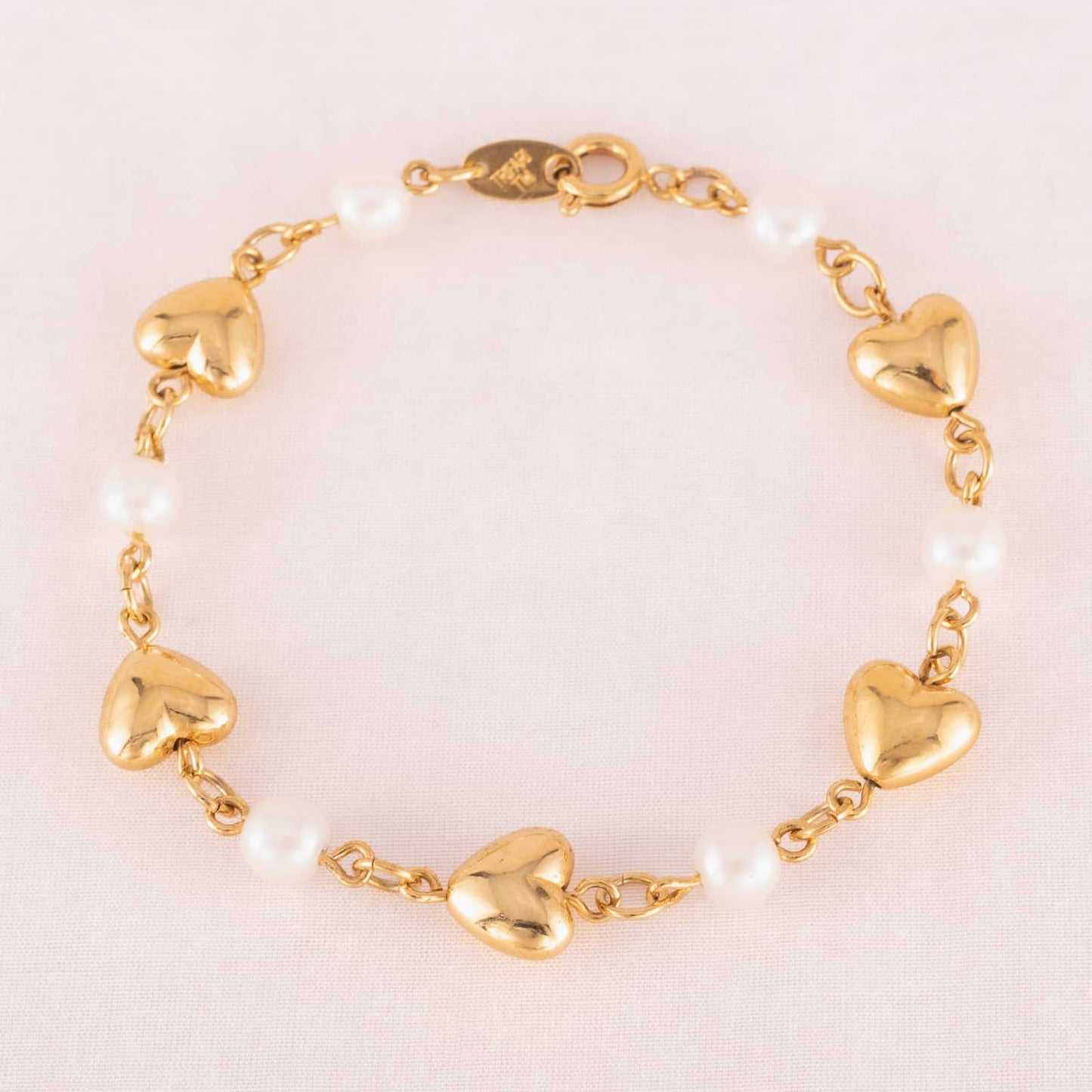 Trifari-Armband-vergoldete-Herz-Perlen