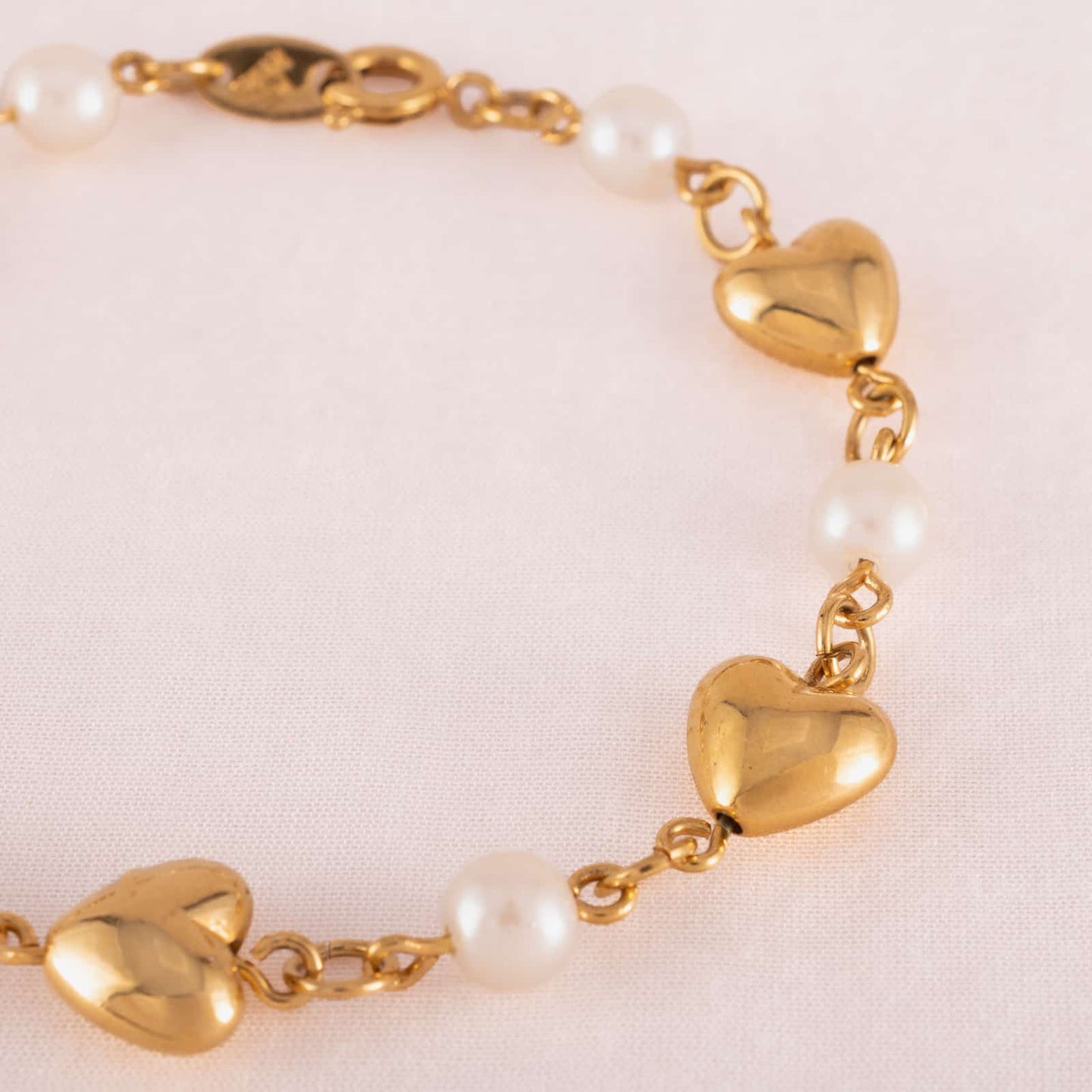 Trifari-Armband-vergoldete-Herz-Perlen