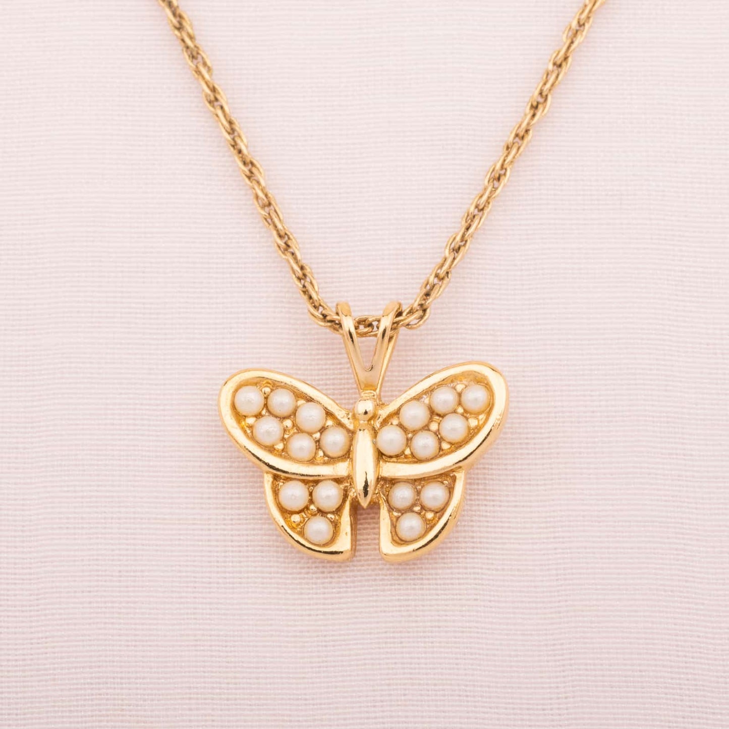 Trifari-Kette-Schmetterling-Anhänger-Perlen