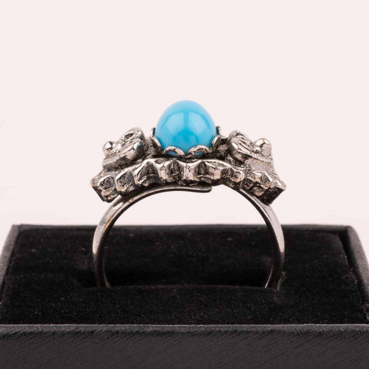 Vogue-Ring-silberfarben-Cabochon-türkisfarbem-größenverstellbar
