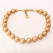 CAROLEE Vintage Perlenkette große Perlen gold beige