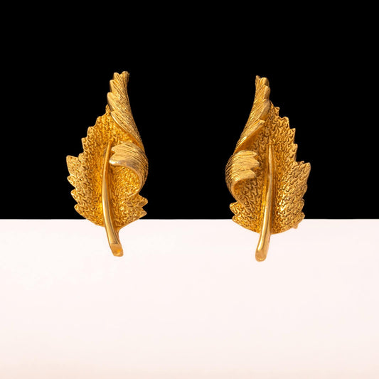 Coro-Ohrclips-vergoldete-Blätter-1950er-Jahre