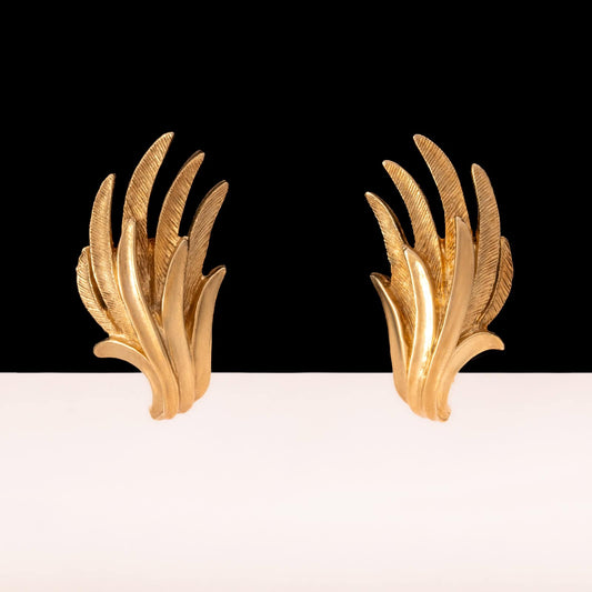 Coro-Ohrclips-Schrauben-vergoldet-1950s-florales-Design