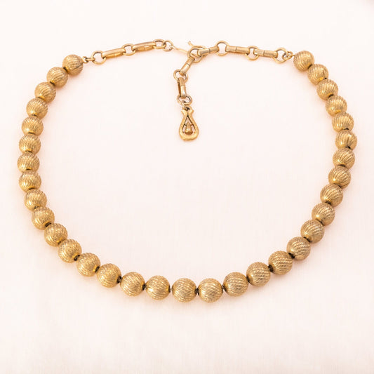 Coro-Halskette-Perlenkette-vergoldete-Metallperlen