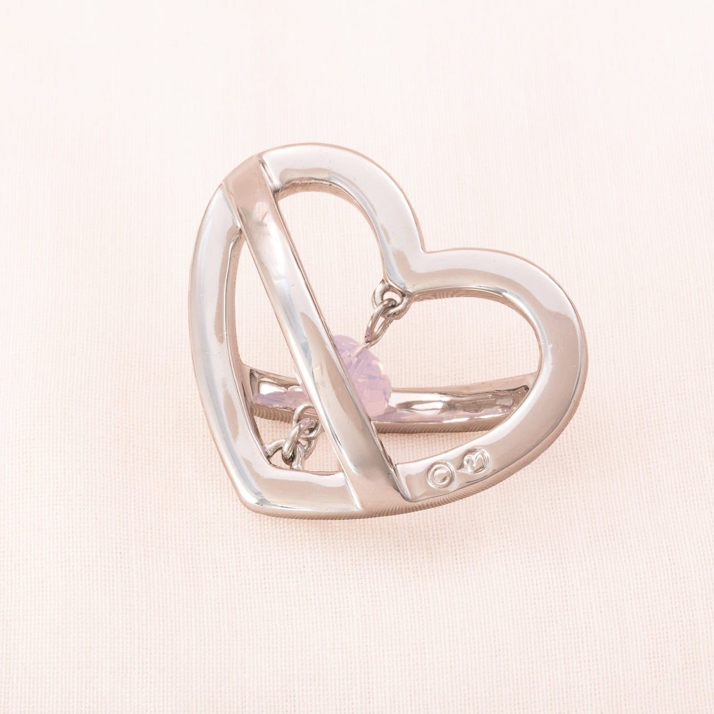 Swarovski-Herz-Anhänger-rhodiniert-Kristalle-rosa-Perle-Rückseite-Schwan-Signatur