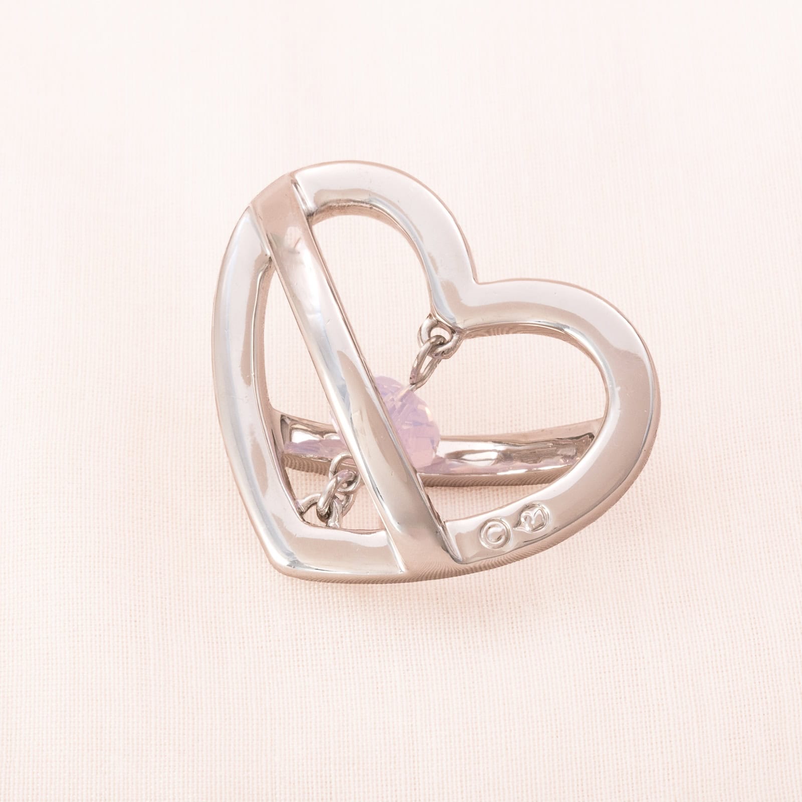 Swarovski-Herz-Anhänger-rhodiniert-Kristalle-rosa-Perle-Rückseite-Schwan-Signatur