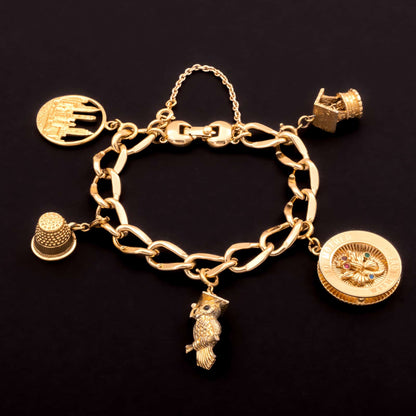 Monet-vergoldetes-Kettenglieder-Armband-mit-5-Charms