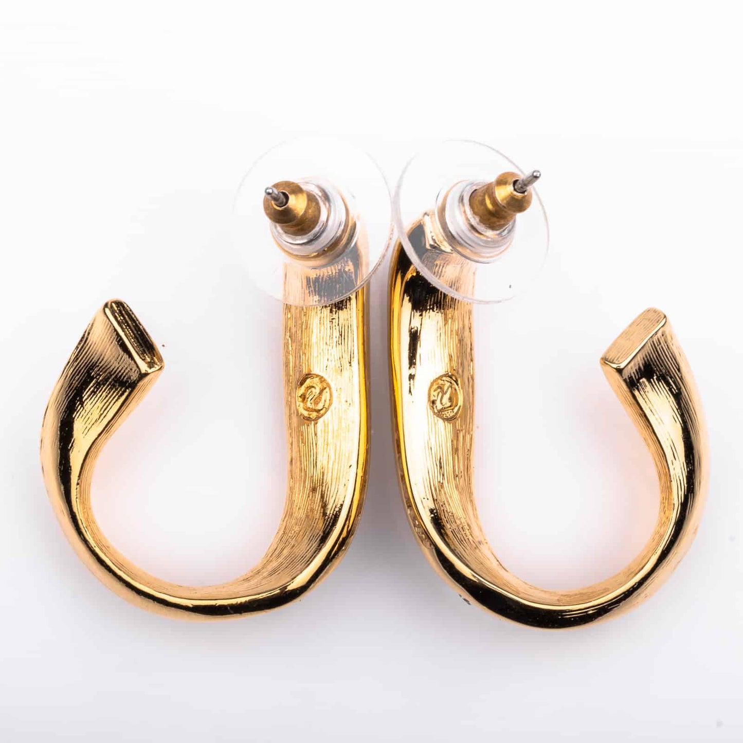 Swarovski-Ohrringe-vergoldete-Rückseiten-Schwan-Signatur